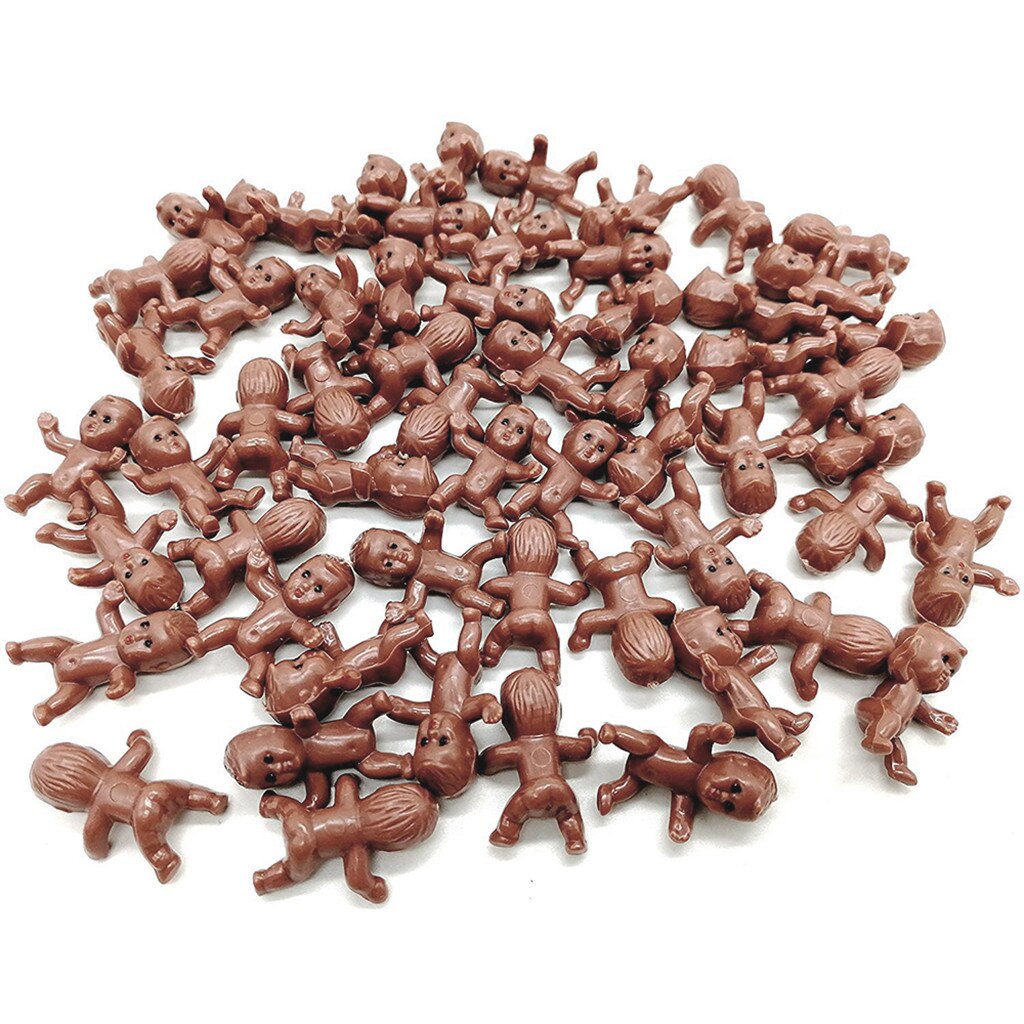 home decoration accessories 100 Pieces Mini Plastic Baby Favor Supplies for Baby Shower and Ice Cube Game: Brown