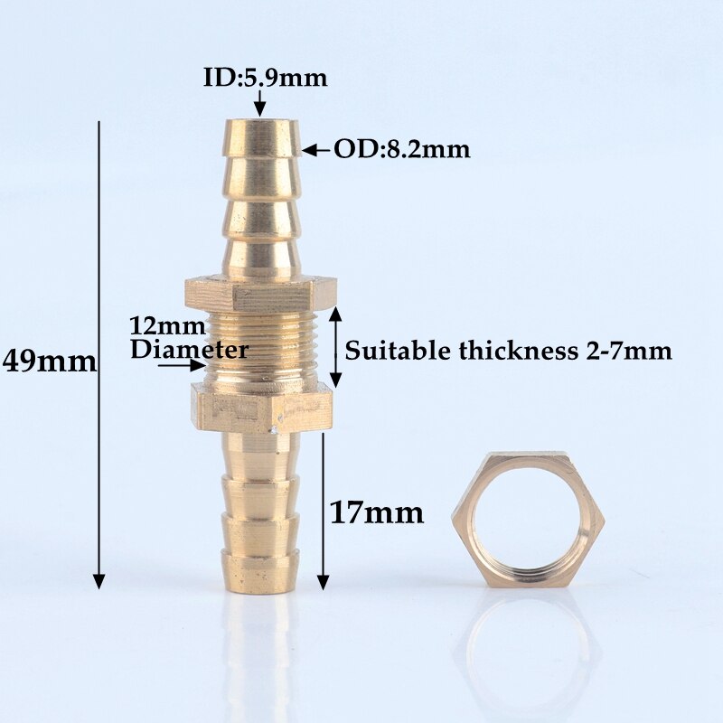 1 ~ 10 st 6-25mm koppar raka kopplingar sexkantsmutter bevattningssystem akvarium adapter vattentank slang skarv luftpump rörkoppling: 10 st / 8mm