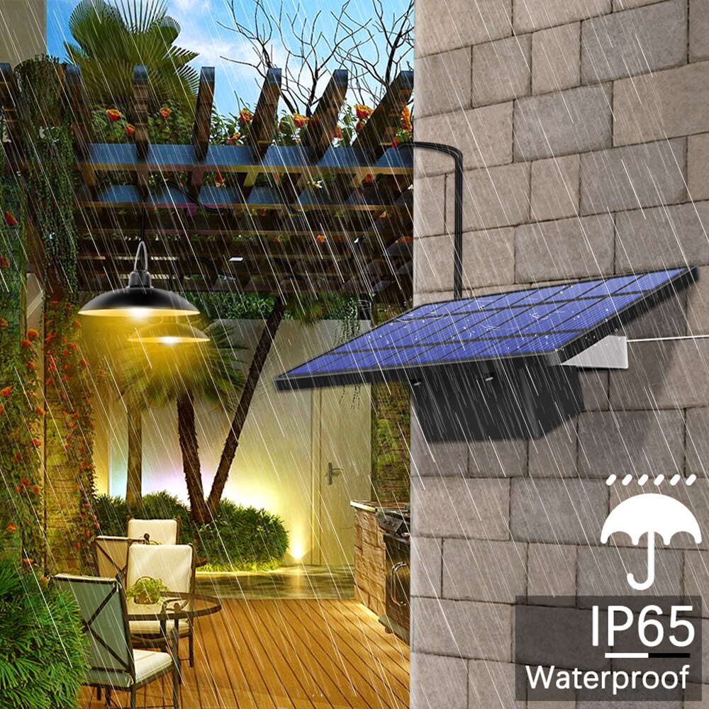 Solar Hanglamp IP65 Waterdichte Dubbele Hoofd Solar Lamp Outdoor Led Binnenplaats Verlichting Warm Wit/Wit Indoor Home Verlichting