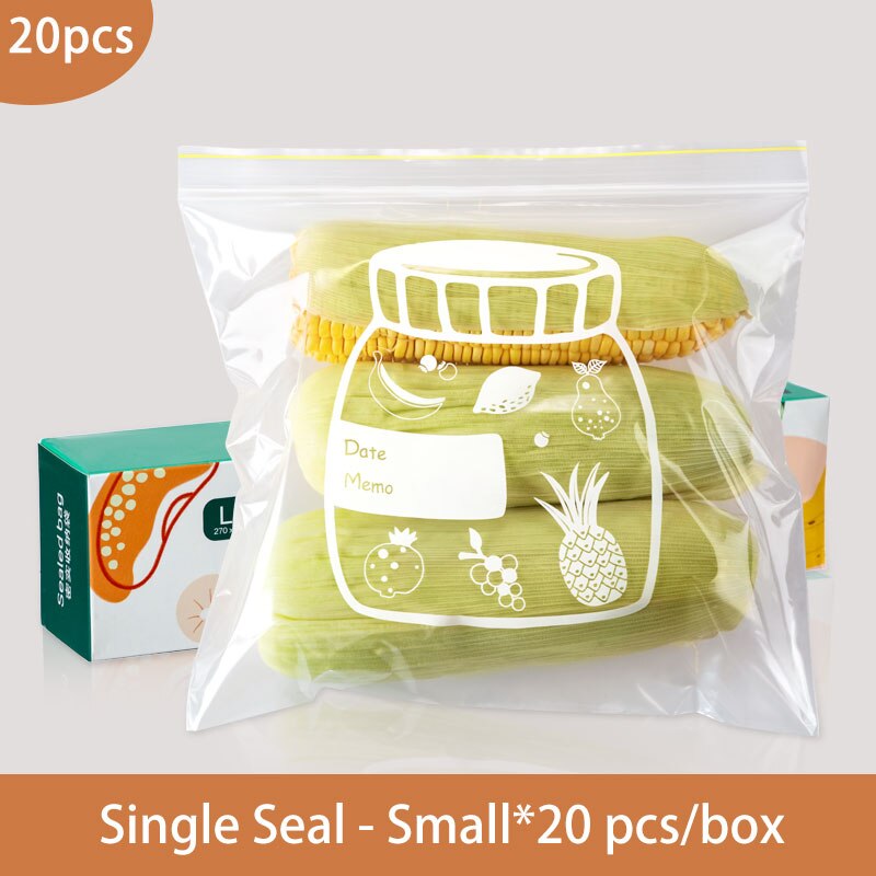 PE Food Storage Bag Leakproof Containers Reusable Stand Up Zip Shut Bag Fresh Bag Food Storage Containers Fresh-keeping Bag: Single seal L