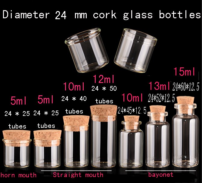 50 stks 10 ml mini glazen lege reageerbuis, 10 ml kleine Transparante glazen fles met kurk, 10 ml kleine glazen fles