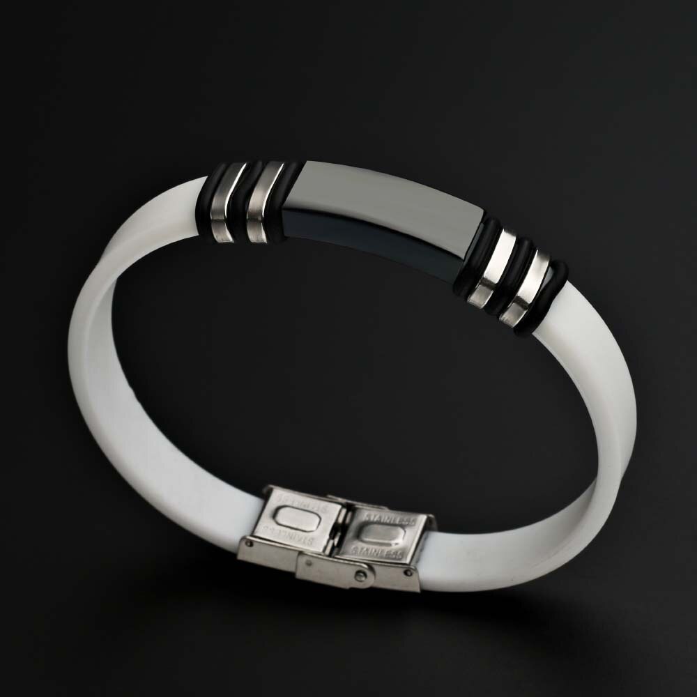 Bracelet noir en cuir pour hommes, en acier inoxydable, en caoutchouc, bijoux pour Couple, de nouvel an,