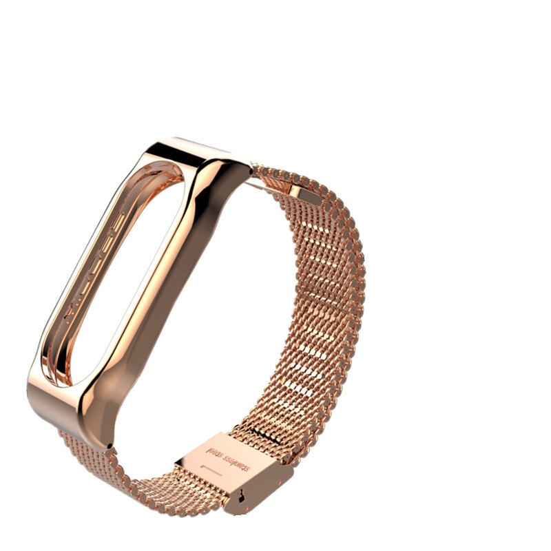 Pulsera de Metal Mijobs Mi Band 2 para Xiaomi Mi Band 2, pulsera de acero inoxidable sin tornillos, accesorios de repuesto: Gold