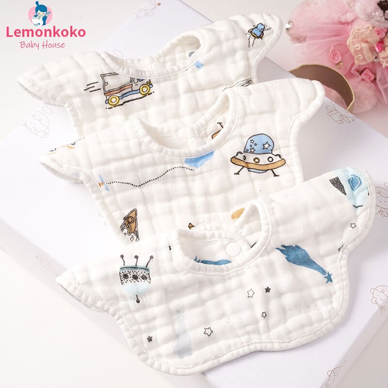 Garza di Cotone Del Bambino Rotondo Petalo Bib Traspirante Assorbimento di Acqua Della Bocca Del Bambino di Acqua Asciugamano Carino Cartone Animato per Bambini Bib: style7