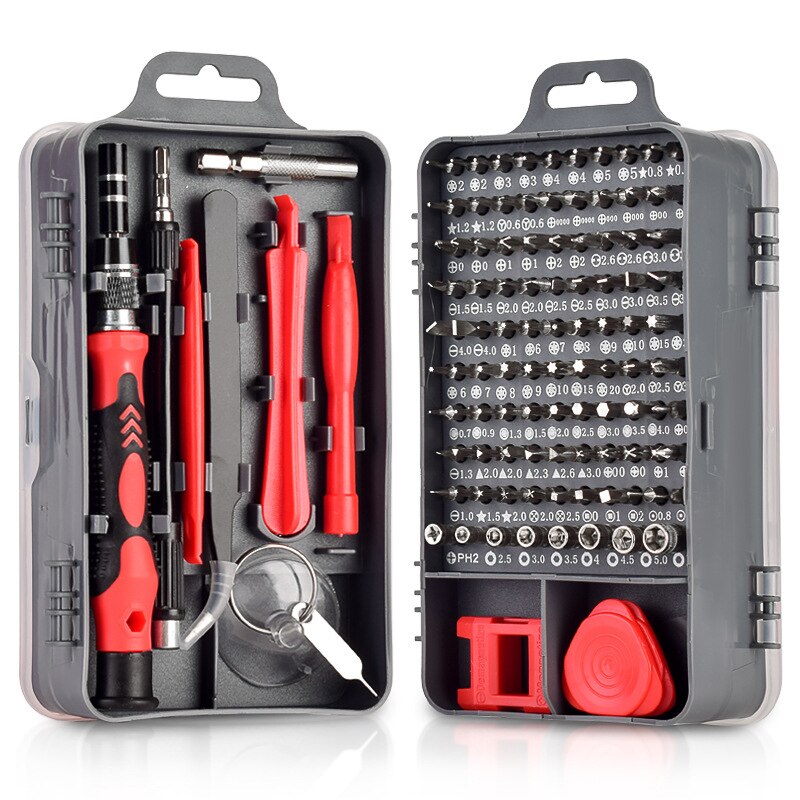 Portable Mini 115-In-1 Multifunctional Screwdriver Kit Disassembly And Maintenance Tool Suitable For Daily Needs: Red