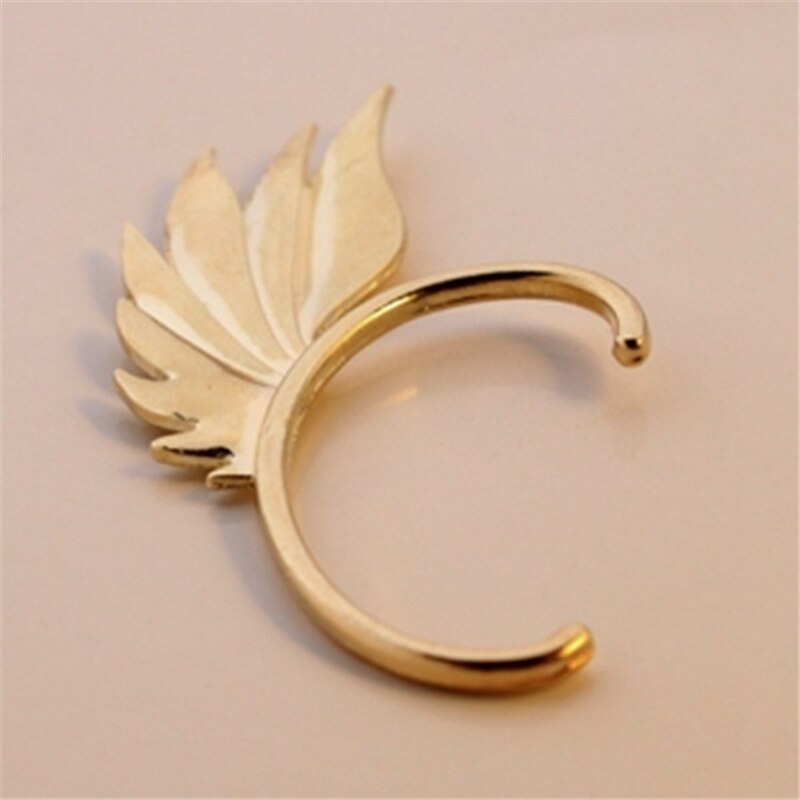 Single Girl Ohrmanschette Ohrringe 1PC Angel Feather Golden Ohrclips für Frauen Linksohr Punk Schmuck