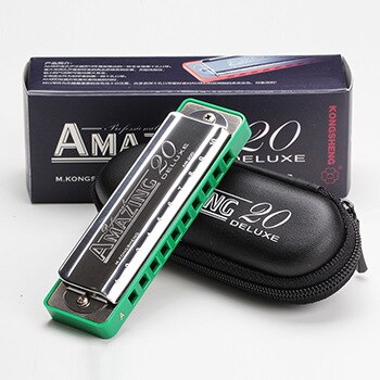 Diatonic Harmonica - 10 Hole Blues Harp - C Key - Phosphor Bronze Reeds - Stainless Steel Cover