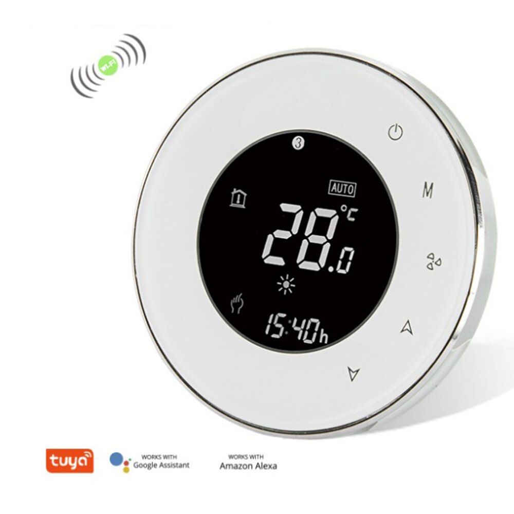 Wifi Lcd Display Smart Thermostat Wifi Six-Cycle Programmable Smart Thermostat Tuya Home Voice Control Temperature With Alexa: white