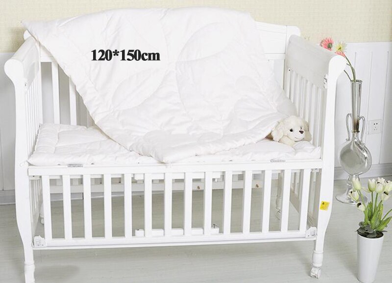 Barn täcke bomull bomull täcke kärna sängkläder ren vit spjälsäng spjälsäng täcken sängkläder andas mjuk bwz 010: 120 x 150 cm