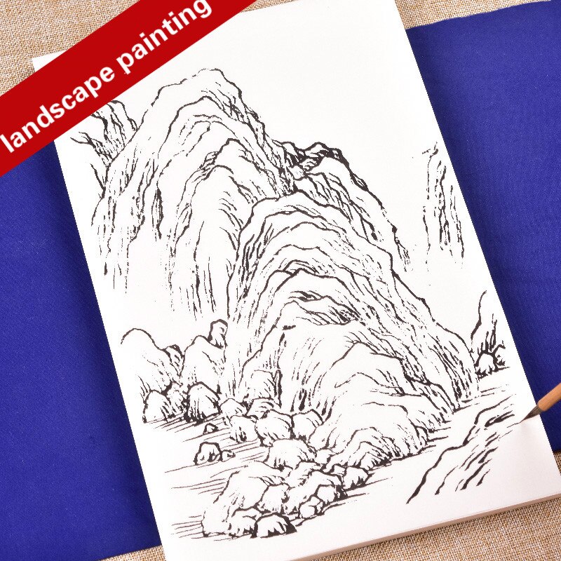 126 Sheets Landscape Painting Album Tracing Drawing Manuscript Ripe Rice Paper Drawing for Beginners Watercolor Chinese Painting