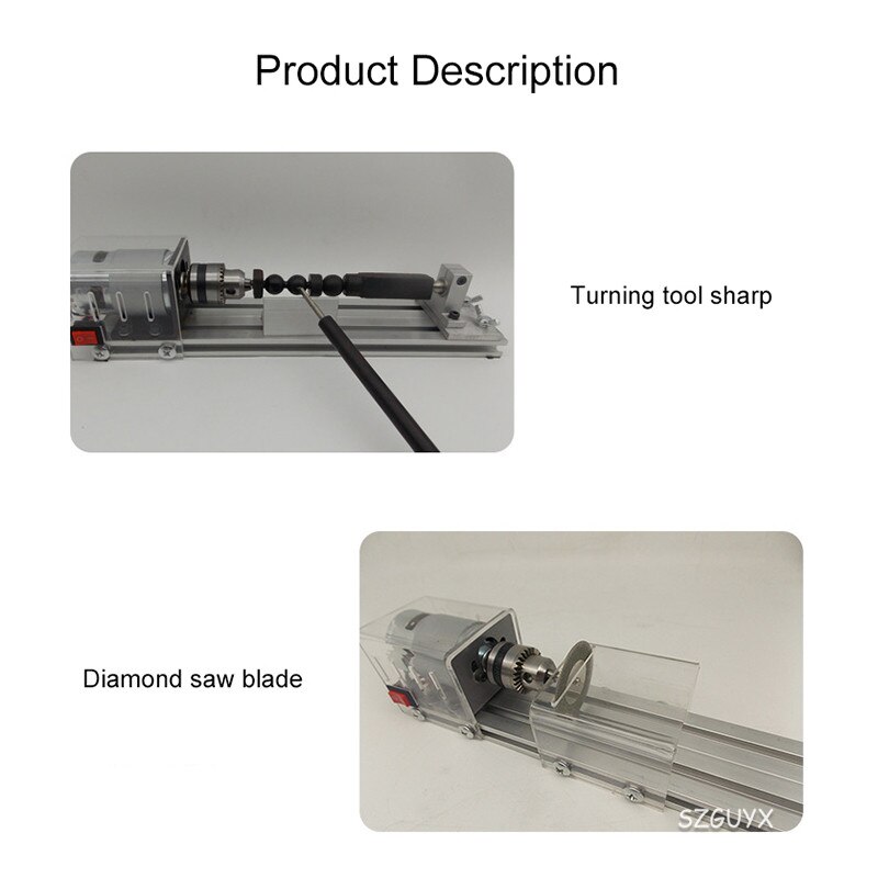 Mini DIY woodworking lathe grinding and polishing drilling tools 24DC 80W micro small lathe 0.6-6MM