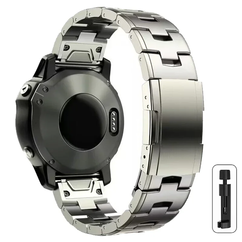 Cinturino in titanio da 22mm 26mm per cinturino per orologio Garmin Fenix 7X 7/6 6x pro 5x più bracciale in metallo in lega di titanio a sgancio rapido per Gamin: Arancione / 26mm