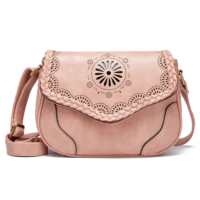 Annmouler Frauen Schulter Tasche Vintage Pu Leder Umhängetasche Aushöhlen Damen Satchel Tasche Braun Retro Handtasche für Mädchen: Nachtblau