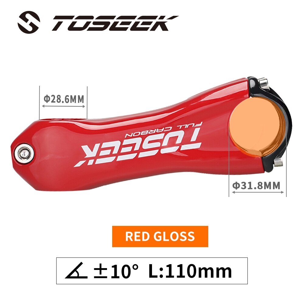 Toseek Stuurpen Stuur 31.8Mm Full Carbon Fiber Fietsen Mtb Road Fiets Stuurpen Mountain Hoek 10 Graden 80/90/100/110Mm: red - 110mm