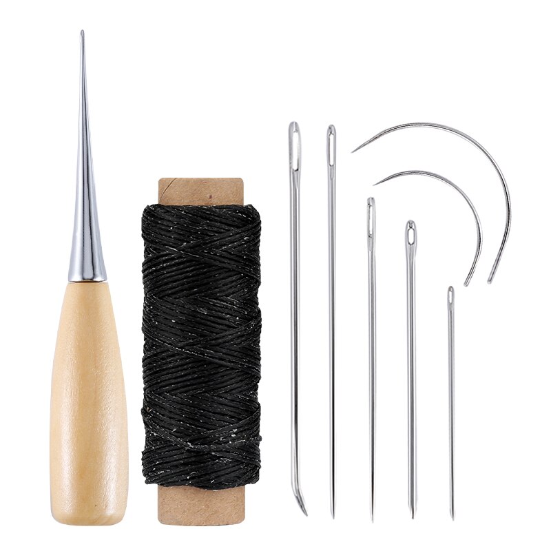 LMDZ-Kit de costura de cuero con hilo encerado, aguja para cuero, herramientas de trabajo, dedal, Zapatero, reparación de lona: Type 4