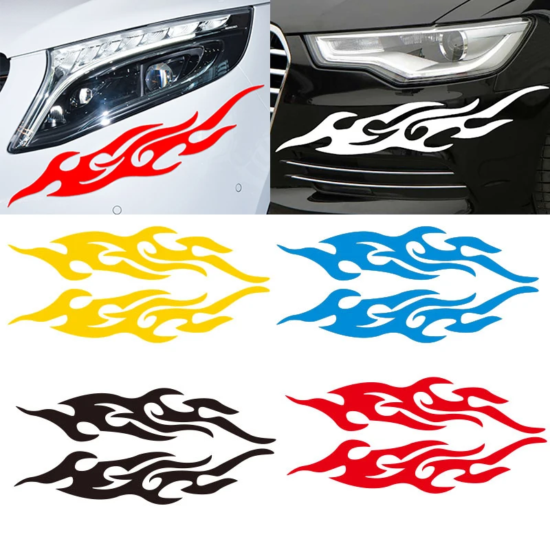 2 uds pegatinas de llamas para coche, puerta lateral de camión, parachoques de camión, ventana, corte superior, pegatina de vinilo, accesorios de calcomanías de estilo automático