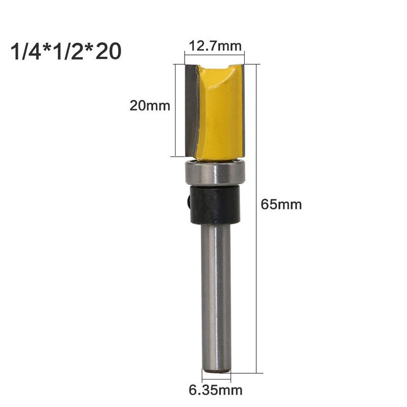 Vack 4 Pc Set 1/4 Schacht Template Trim Scharnier Router Bit Rechte Frees Trimmer Reiniging Flush Trim Tenon Cutter voor Houtbewerking: 6.35 12.7 20mm