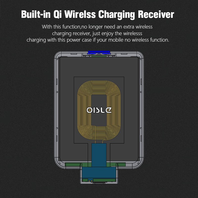 Wireless Power Bank Slim External Backup Battery Charger For iPhone 8/ Samsung S6/One plus 5/HTC Built in Qi receiver Power Case