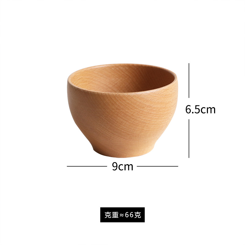 Natural Beech Wood Japanese Salad Bowl Household Wooden Bowl Tableware Salad Food Container Wooden Snack bowl Kitchen utensils: 9.5X6.5cm
