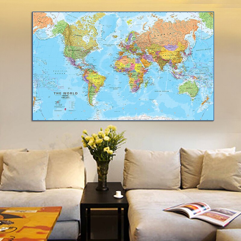 150*90cm World wall map Detailed Poster Non-woven Painting Map of the world wall for Bedroom Home Decoration