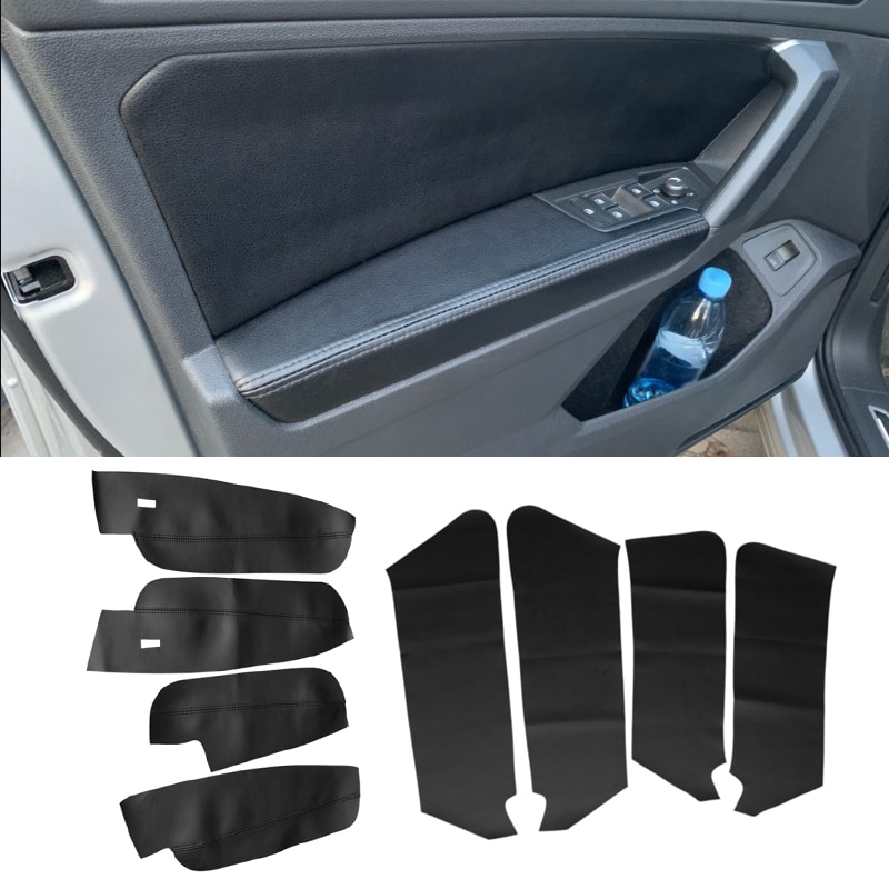 4 stk mikrofiber læder dør armlæn dæksel til vw tiguan bil dørpanel beskyttere / dør armlæn paneldæksel trim