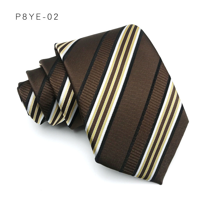 Corbata de lujo de 8CM para hombre, corbatas a rayas para hombre, novio, padrino de boda, corbata tejida de Jacquard, accesorios formales para de negocios: Negro