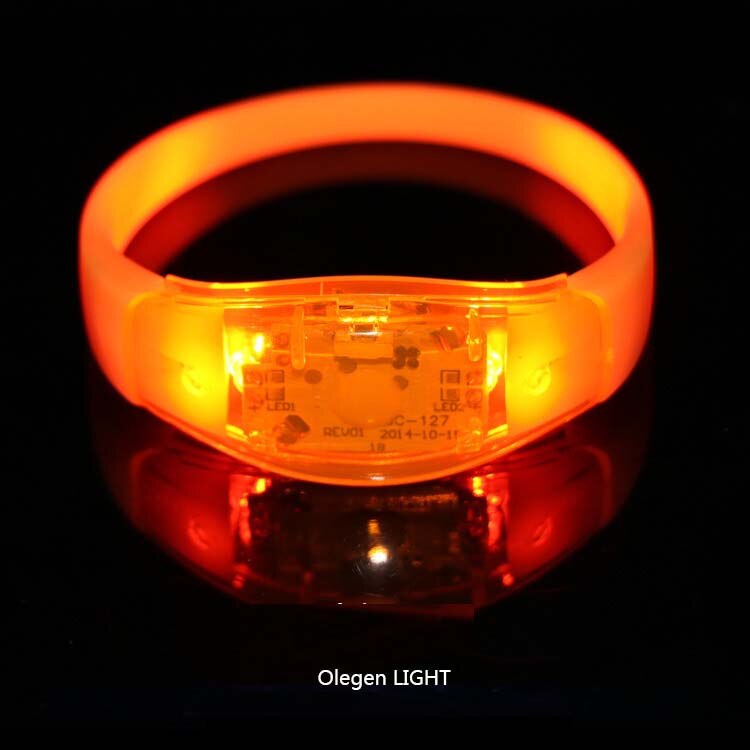 Bracelet en Silicone à lumière contrôlée par le son, lueur active, clignotant, de fête, fête, mariage, fête, Festival: orange