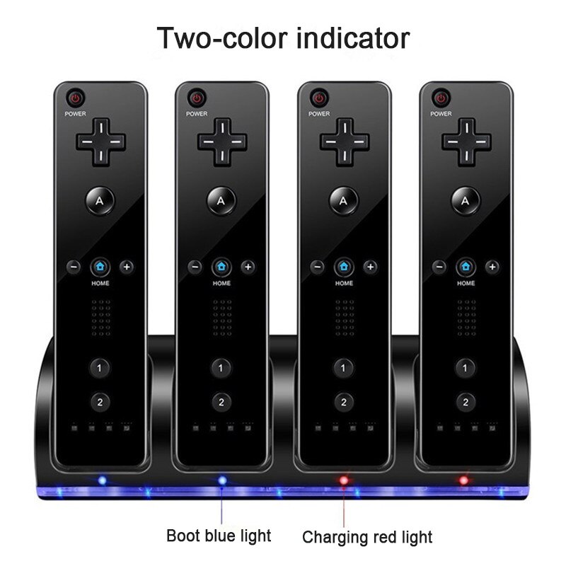4 Stuks Batterij + 4-Port Lader Dock Laadstation Met Usb Kabel Voor Nintendo Wii Remote Controller batterij Kits