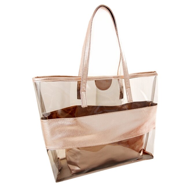 Zomer Vrouwelijke Tas Handtas Mode Transparante Strand Broodje Moeder Tas Jelly Schoudertas Gratis Masker 1Ps