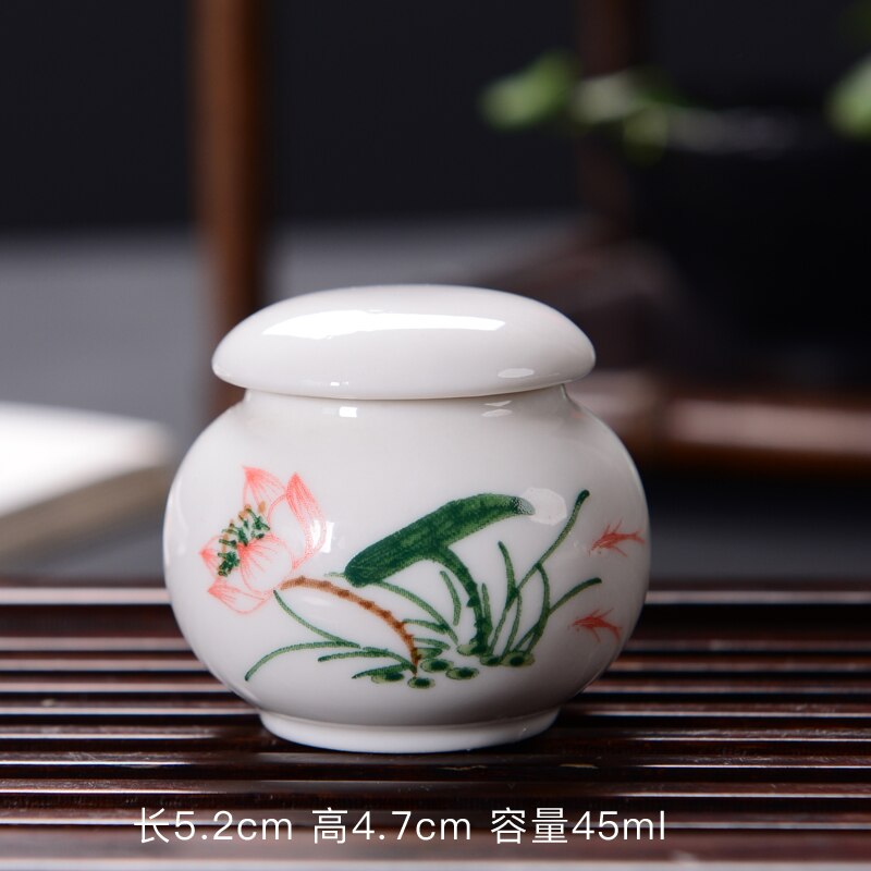 Caja de almacenamiento portátil, recipiente de té sellado de cerámica para viaje, Mini tetera de Kung Fu, de porcelana, tarro de cerámica: Fish play tank