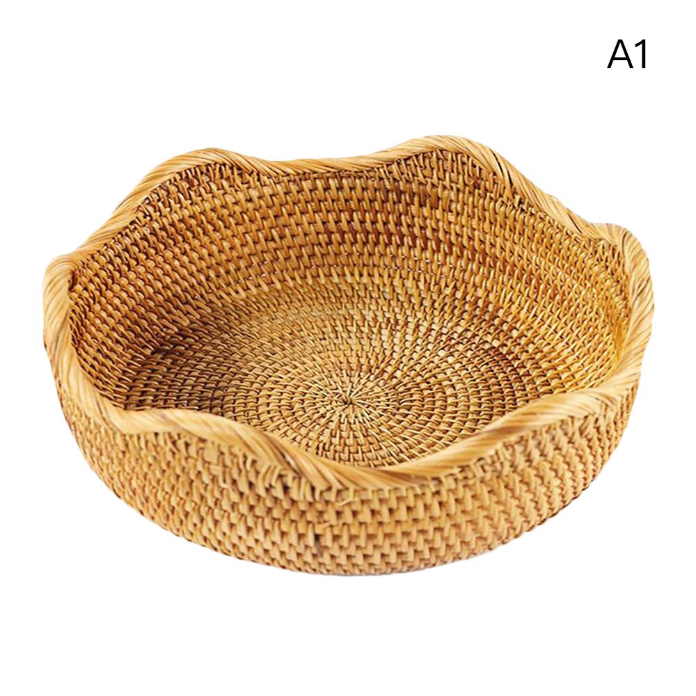 Handmade Fruit Candy Snack Wicker Organizer Willow Wicker Basket Weaving Storage Holder Dining Tray 26*11cm 23*9cm 20*7.5cm: Yellow