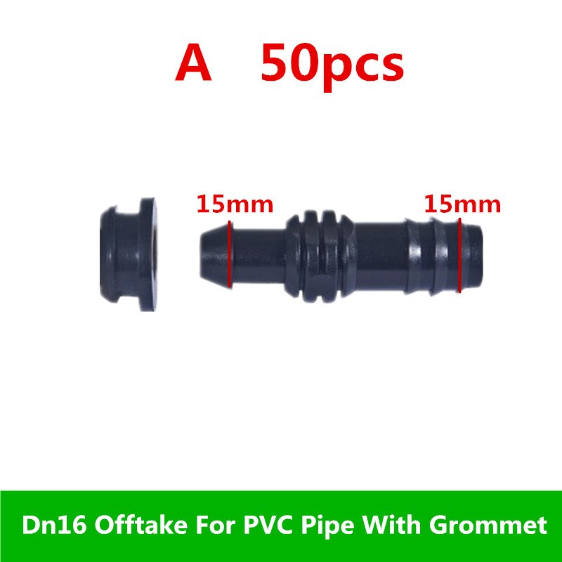 Dn16 Offtake For PVC Pipe With Rubber Grommet Starter Barb Connector For Poly Hose Into a PVC Pipe Drip Barb Fittings: A   50pcs