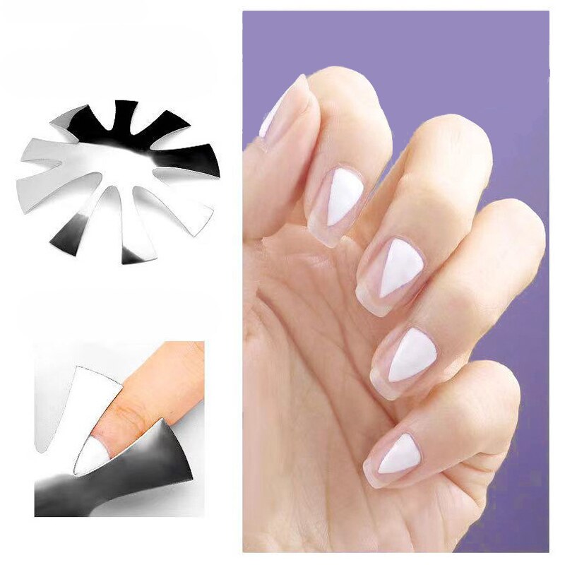 Pro 12 Style Easy French Smile Cut V Line Edge Trimmer Nail Cutter Almond Nail Stencil Styling Mold French Manicure Tools