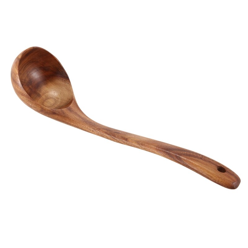 Natuurlijke houten kookgerei keukenset, antiaanbaklaag harde houten spatel en houten lepels ,4- pack