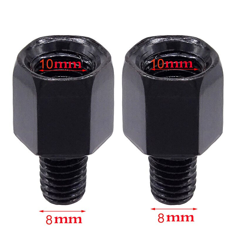 1 Pair Universal Mirror Adapter M10 M8 Clockwise Motorcycle Motorbike Rearview Mirror Adapter Bolt Steel Metal for Motorcycle: Black(M10-M8)