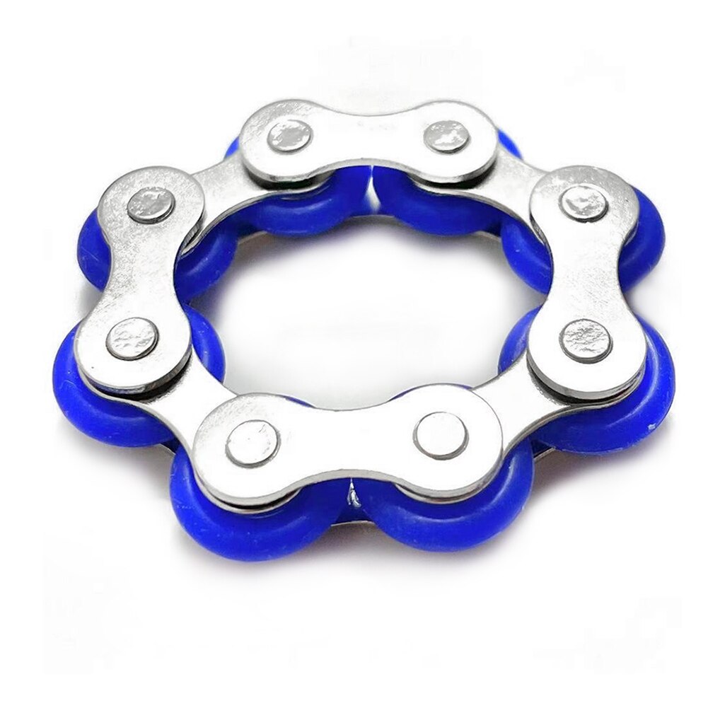 8 Knots Key Ring Chain Fidget Toy Pressure Relief Stress Chain Stainless Steel Bicycle Chain Buckle Key Ring Finger Toy: Deep Blue