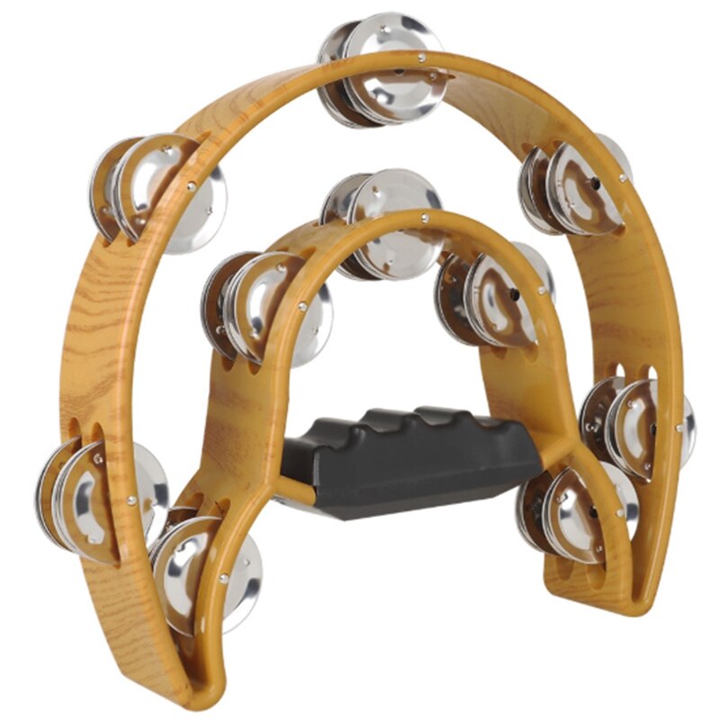 Pandereta instrumentos musicales de percusión campana de mano para tambor compacto de media luna pandereta