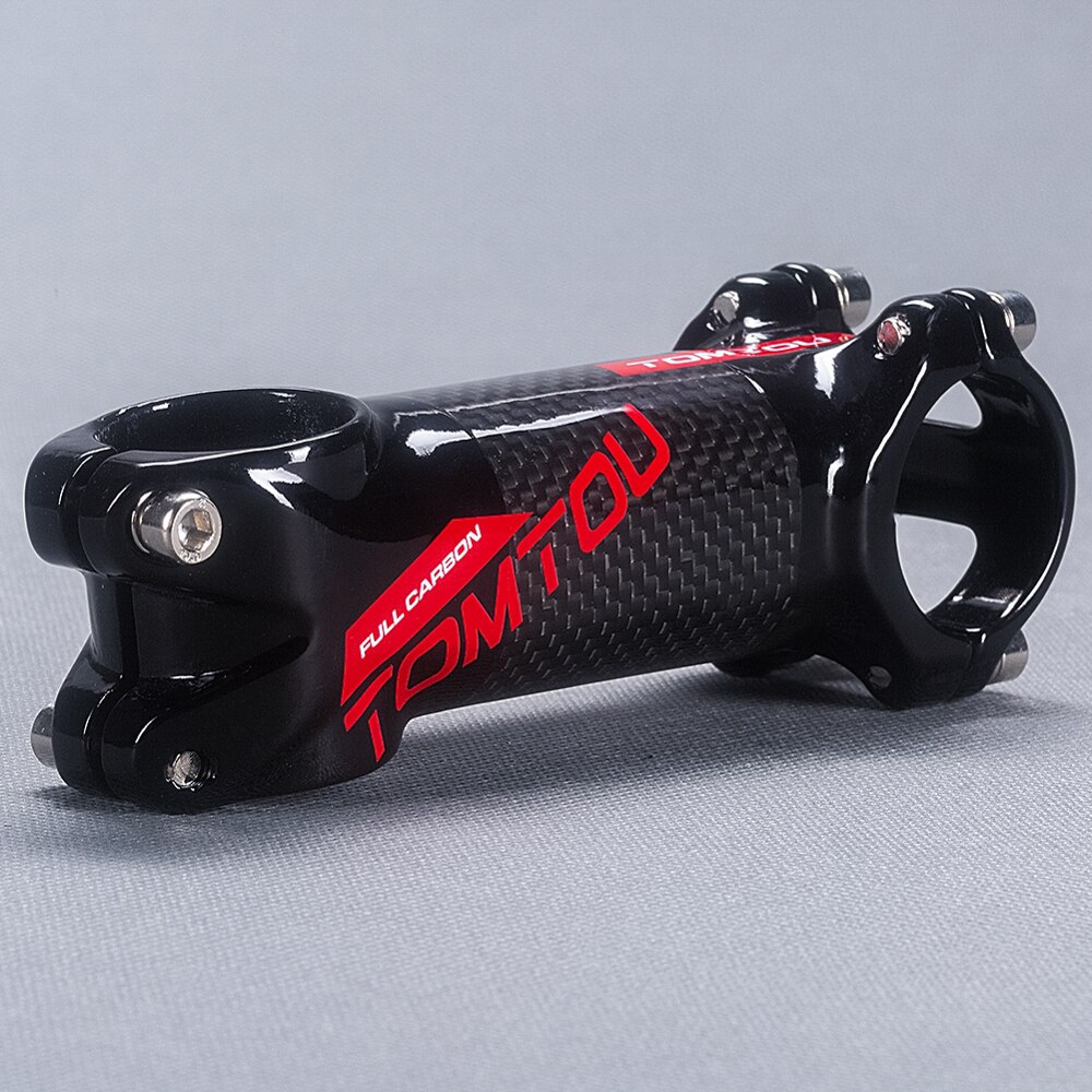 TOMTOU Bicycle Mountain Stem Carbon Fiber + Aluminum Bike MTB or Road Stem 60/70/80/90/100/110/120mm 3K Glossy Red - T71T40