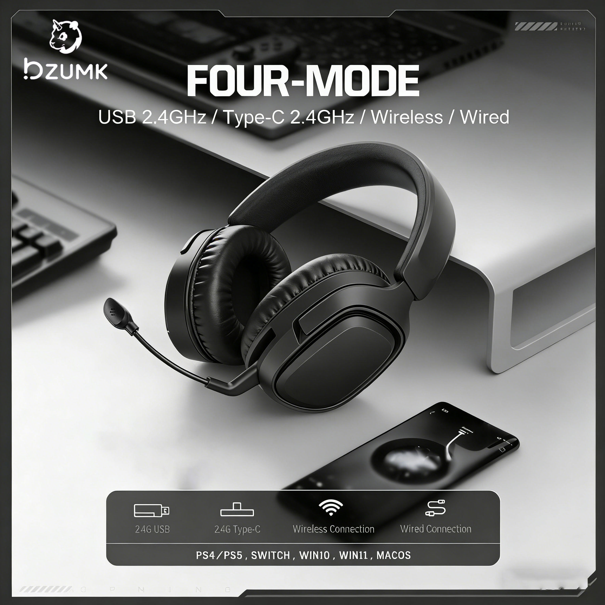 GT808 Gaming Earphones are lightweight and cool wireless stereo gaming headphones suitable for laptops and desktops: WHITE