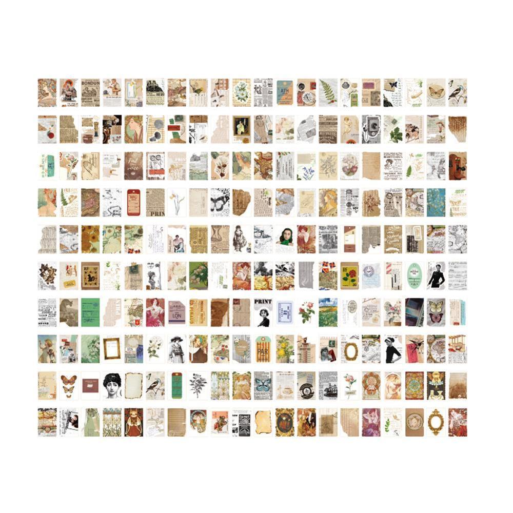 200 sheets/pack Paper Retro Material Card Letter Paper Material Stationery Deco Sticker Journal DIY Note Stamp Page Base Wr Z9U5: retro