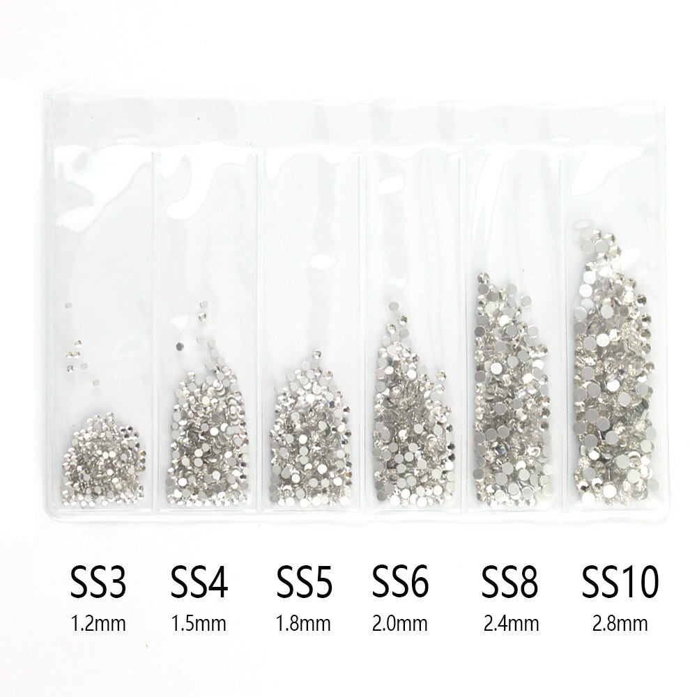 1440PCS Multi Size Glas Rhinestones AB Kleuren Platte-back SS3-SS10 Crystal Strass 3D Charmes Set DIY Manicure Nail art Decoraties