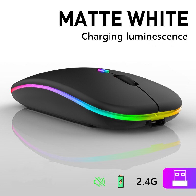 Bluetooth Draadloze 2.4Ghz Muis Usb Optische Muis Oplaadbare Rgb 1600Dpi Muis Computer Ergonomische Gaming Muis Voor Laptop Pc: B1-Rechargeable-1