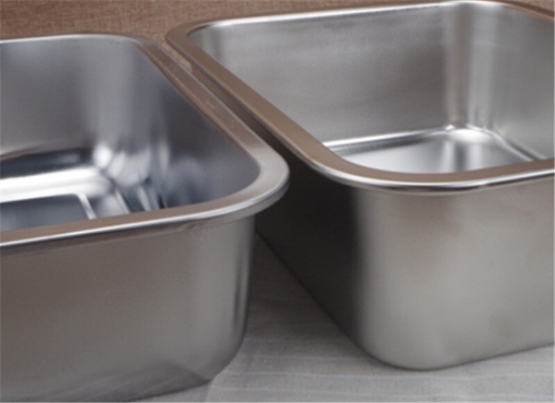 0.8mm 304 stainless steel plate tray rectangular square plate baking pot dish deep Japanese barbecue bbq cafeteria Storage trays
