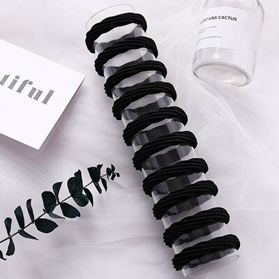 Et sæt  of 10 stk koreansk simpelt sømløst hår slips kvinders lille friske bundet hestehale reb hovedbeklædning mori pige elastik: B3-10 stk