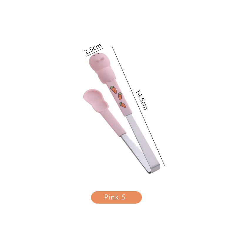 cartone animato pinza casa cucina cibo clip alto temperatura resistente silicone 집게 zucchero pinza per torta dolce frutta pince a sucre: rosa S