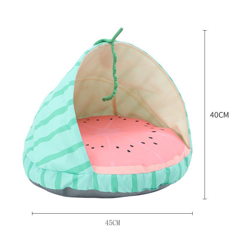 Cama fresca para gatos y perros, cama nido para perrera, cueva de fruta bonita, saco de dormir para casa, tienda plegable para mascotas, camas cómodas para gatitos de verano: Watermelon