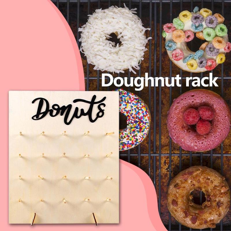 Houten Donut Display Stand Bakken Dessert Donut Houder Bruiloft Decoratie DIY Donut Display Bar Met Base Dessert Display