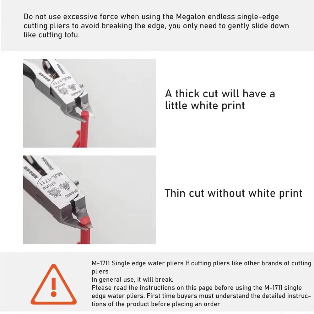 MJL M-1711 Ultra Thin Single Edged Nippers for Gundam Plastic Model Building Repairs and Fixes Ideal for Beginners