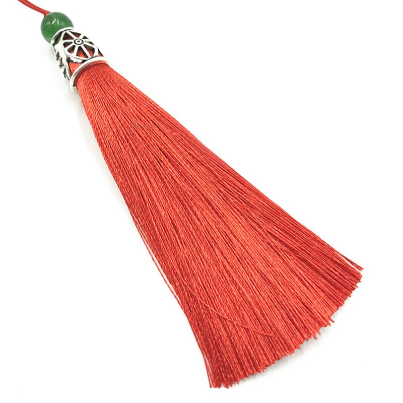 Polyester 9cm zijden kwastjes franje met kralen kwastjes hangende gordijnen voor het naaien van kleding huisdecoratie: Rd