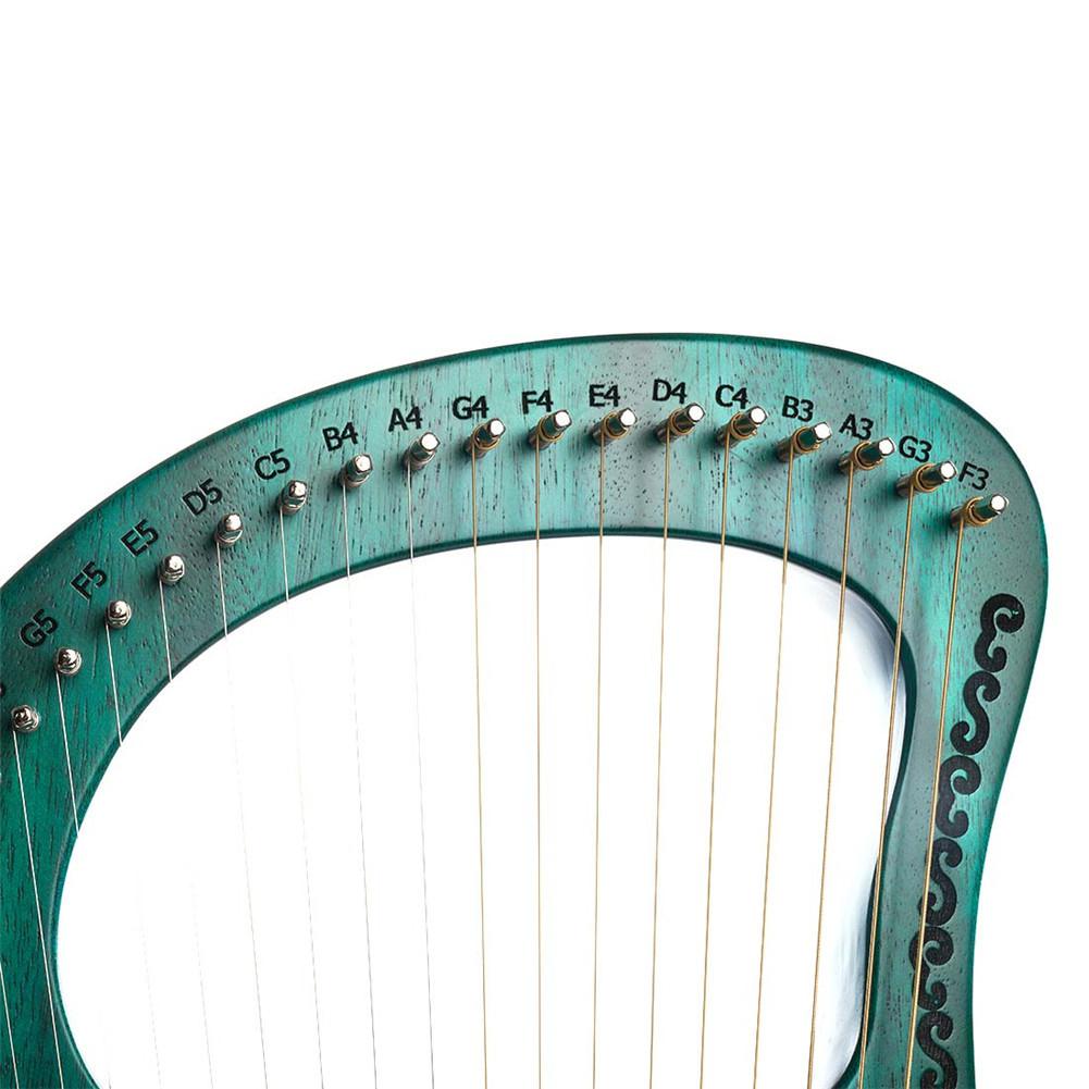 19 -strengs lyre mahognyinstrument grønn harpe med tuningnøkkel strengt musikkinstrument for barn, voksne nybegynnere